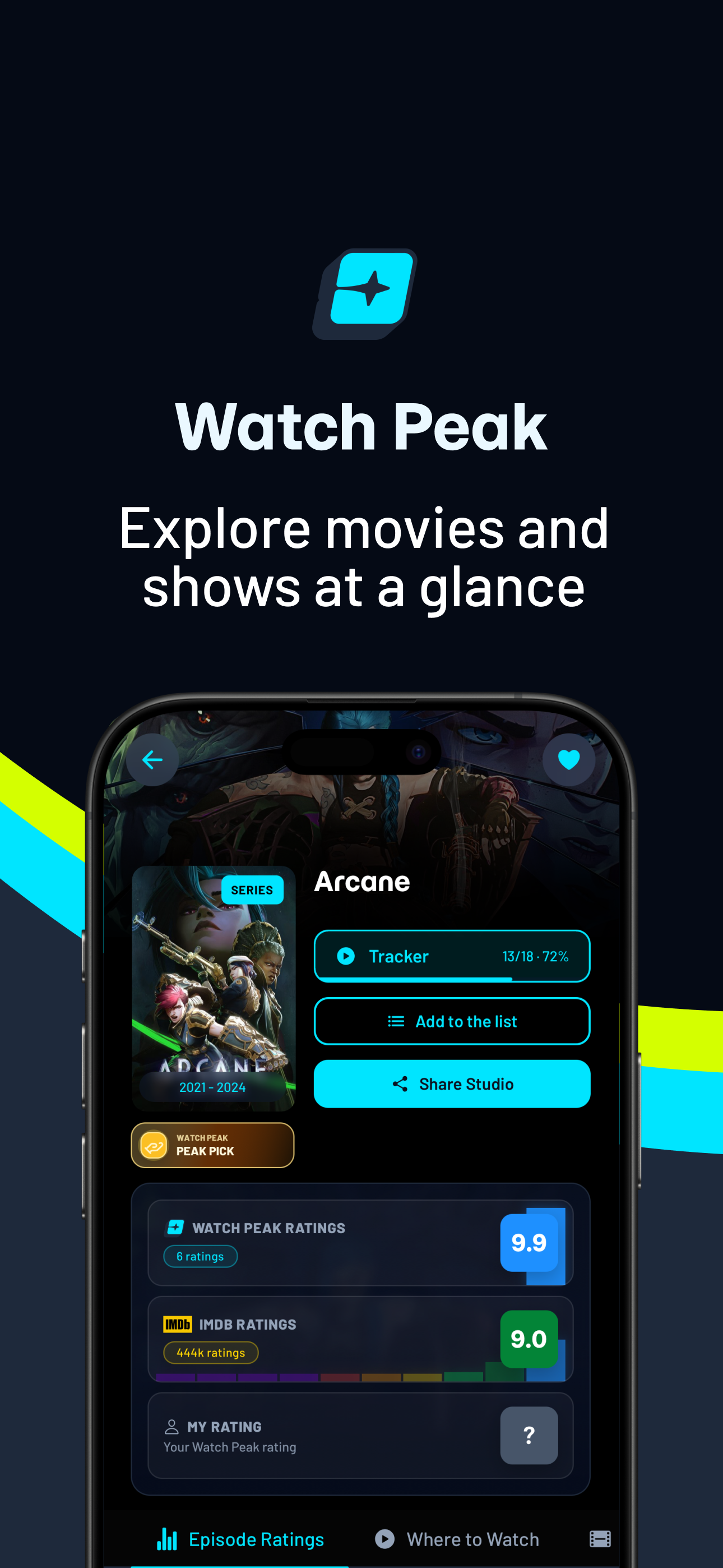 Watch Peak mobile app screen 1